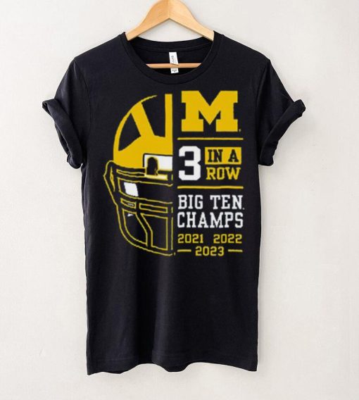 Michigan Wolverines Mens 2023 Back to Back 3X Conference Champions Shirt.