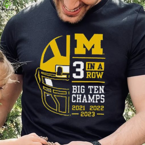 Michigan Wolverines Mens 2023 Back to Back 3X Conference Champions Shirt.