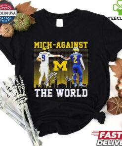 Michigan Wolverines Mich Against the World signature skyline shirt