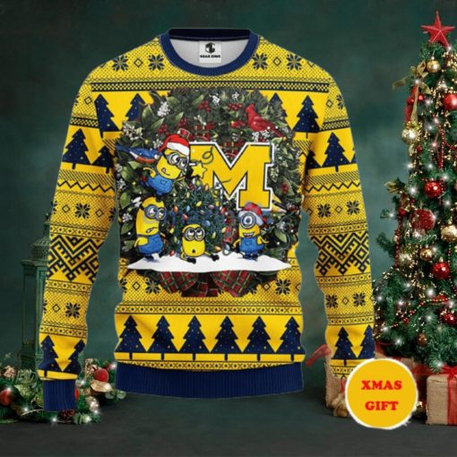 Michigan Wolverines Minion Christmas AOP Sweater