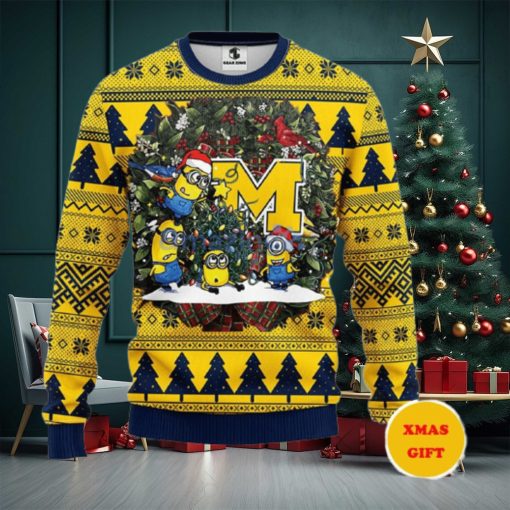Michigan Wolverines Minion Christmas AOP Sweater
