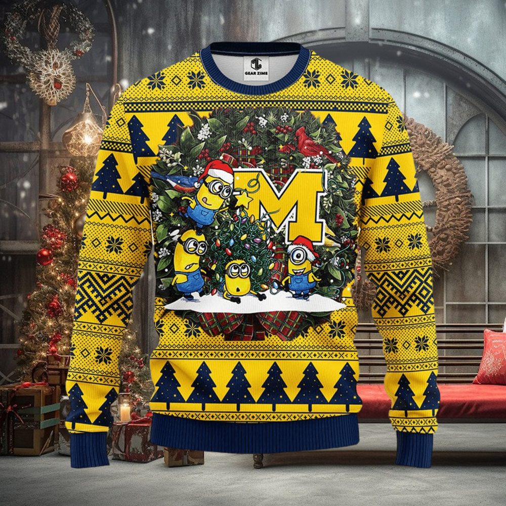 Michigan Wolverines Minion Christmas Ugly Sweater Michigan Wolverines Minion Christmas Ugly Sweater