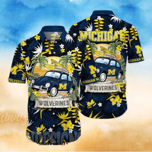 Michigan Wolverines NCAA Floral 3D Full Print Hawaiian Shirt