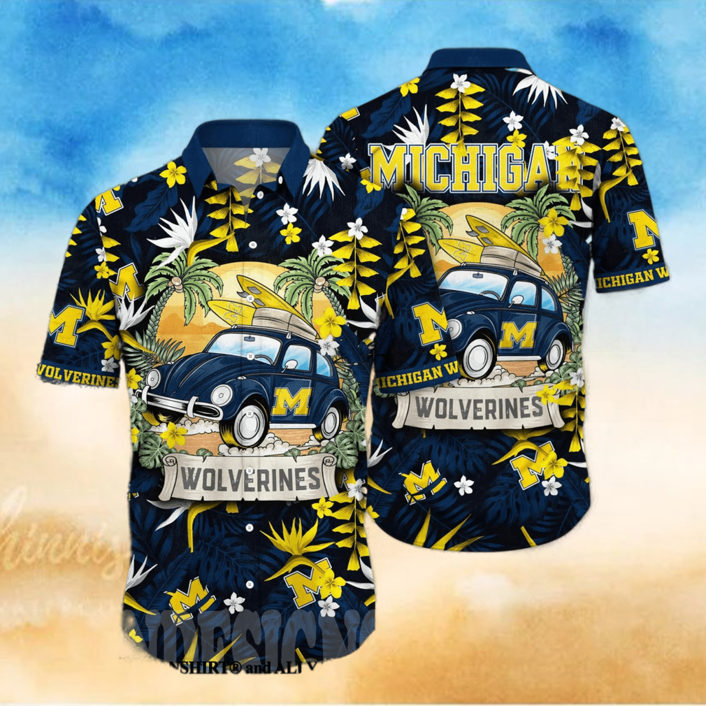Michigan Wolverines NCAA Floral 3D Full Print Hawaiian Shirt Michigan Wolverines NCAA Floral 3D Full Print Hawaiian Shirt