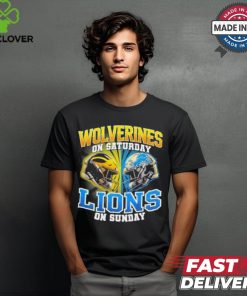 Michigan Wolverines On Saturday And Detroit Lions On Sundays Vintage Helmets Shirt