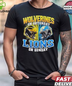 Michigan Wolverines On Saturday And Detroit Lions On Sundays Vintage Helmets Shirt
