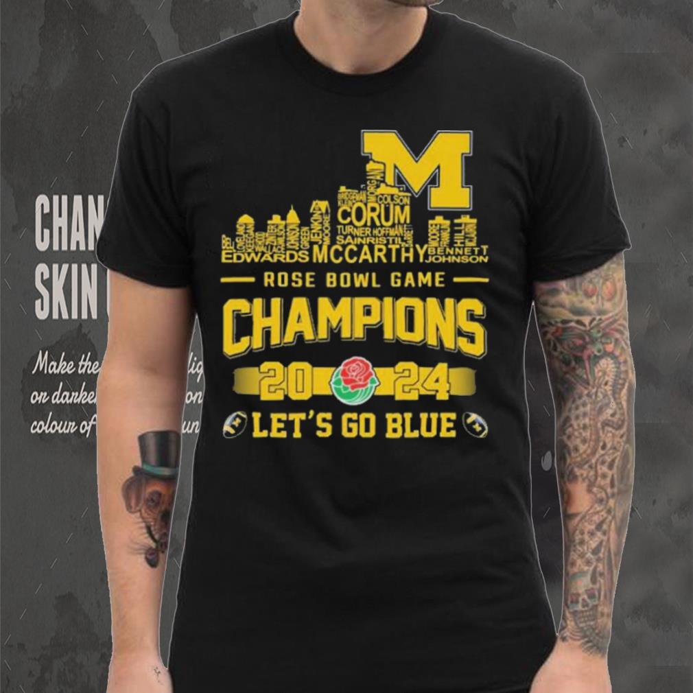 Michigan Wolverines Skyline Players Name 2024 Rose Bowl Game Champions Let’s Go Blue Shirt Michigan Wolverines Skyline Players Name 2024 Rose Bowl Game Champions Let’s Go Blue Shirt
