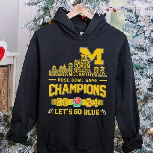 Michigan Wolverines Skyline Players Name 2024 Rose Bowl Game Champions Let’s Go Blue Shirt
