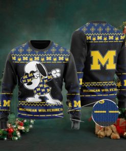 Michigan Wolverines Snoopy Dabbing Holiday Party Ugly Christmas Sweater Ugly