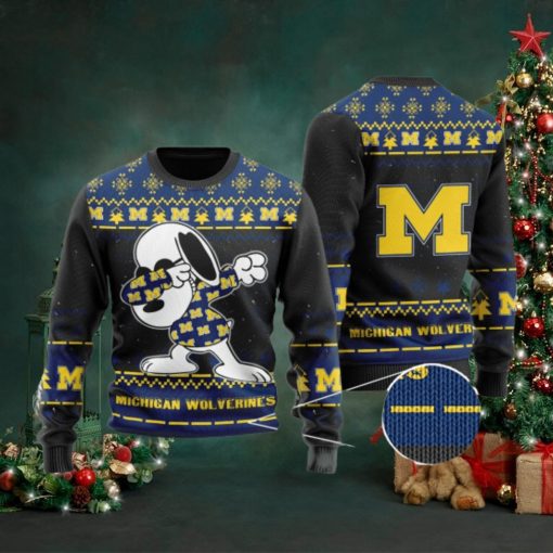 Michigan Wolverines Snoopy Dabbing Holiday Party Ugly Christmas Sweater Ugly