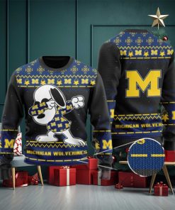 Michigan Wolverines Snoopy Dabbing Holiday Party Ugly Christmas Sweater Ugly