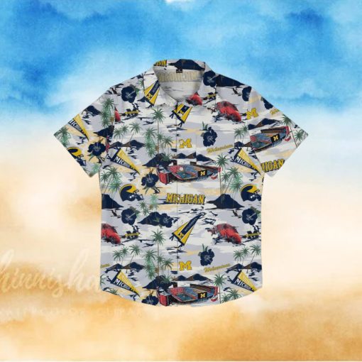 Michigan Wolverines Thematic Stadium Print Hawaiian Shirt