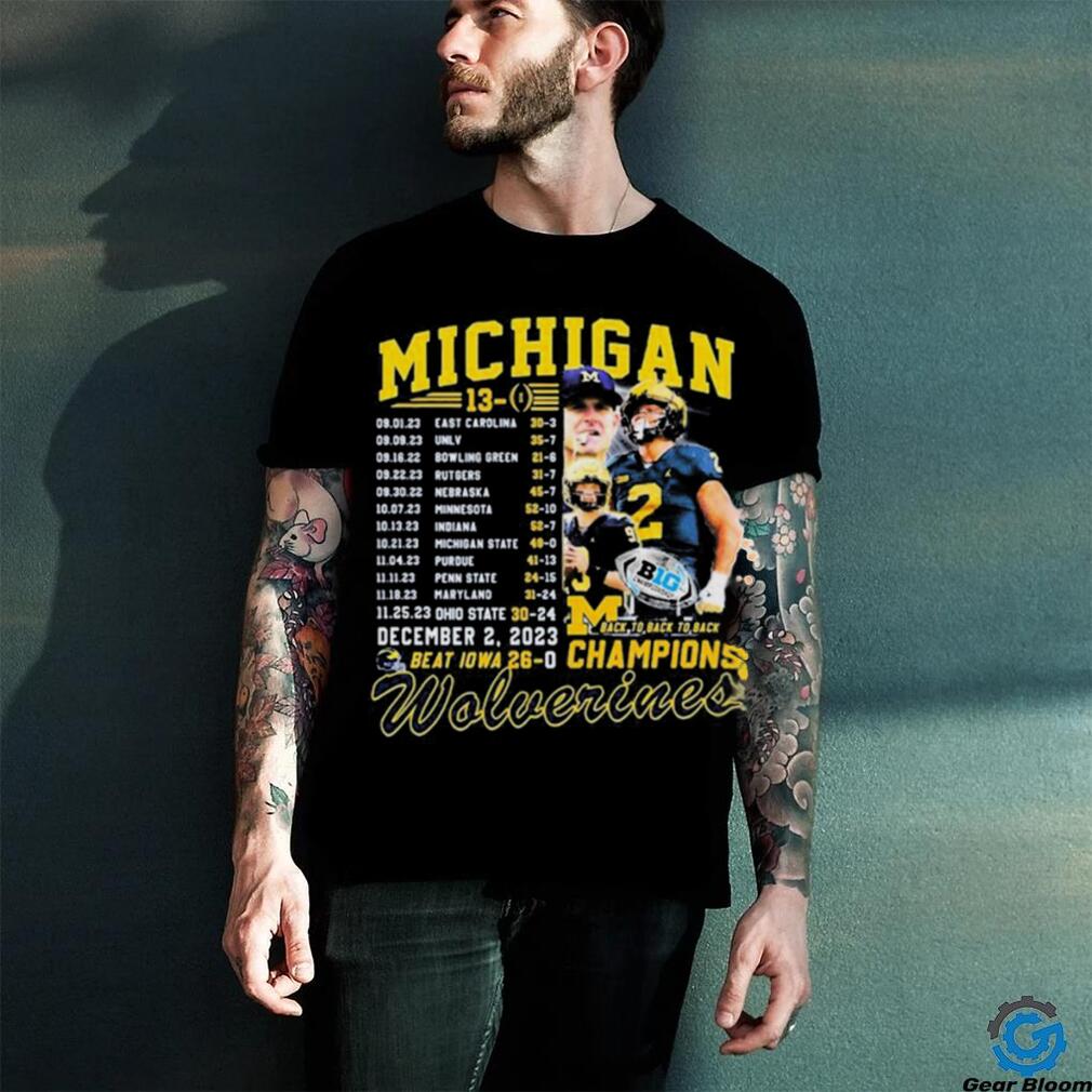 Michigan Wolverines Undefeated 13 0 Back To Back To Back Champions Schedule Shirt Michigan Wolverines Undefeated 13 0 Back To Back To Back Champions Schedule Shirt