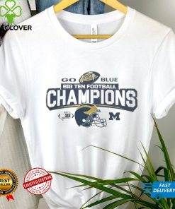 Michigan Wolverines White 2023 Bowtie Helmet Big 10 Conference Champions Logo Shirt