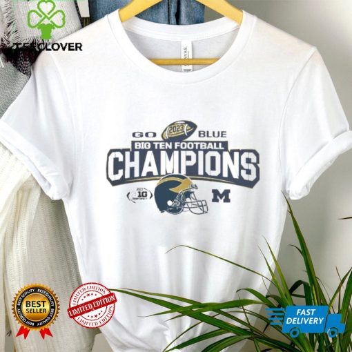 Michigan Wolverines White 2023 Bowtie Helmet Big 10 Conference Champions Logo Shirt