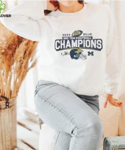 Michigan Wolverines White 2023 Bowtie Helmet Big 10 Conference Champions Logo Shirt