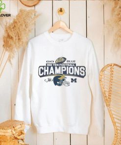 Michigan Wolverines White 2023 Bowtie Helmet Big 10 Conference Champions Logo Shirt