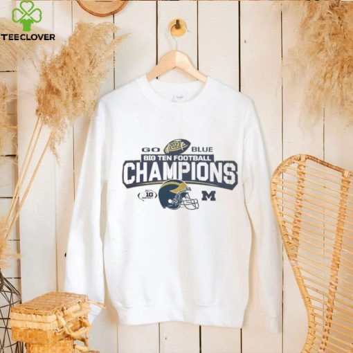 Michigan Wolverines White 2023 Bowtie Helmet Big 10 Conference Champions Logo Shirt