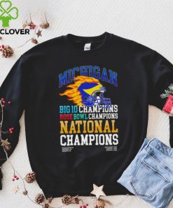 Michigan Wolverines big 10 champions rose bowl champions national champions fire helmet shirt