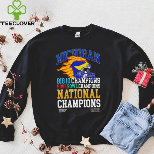 Michigan Wolverines big 10 champions rose bowl champions national champions fire helmet hoodie, sweater, longsleeve, shirt v-neck, t-shirt