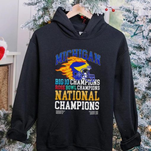 Michigan Wolverines big 10 champions rose bowl champions national champions fire helmet hoodie, sweater, longsleeve, shirt v-neck, t-shirt