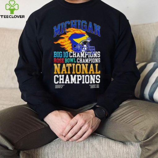 Michigan Wolverines big 10 champions rose bowl champions national champions fire helmet hoodie, sweater, longsleeve, shirt v-neck, t-shirt