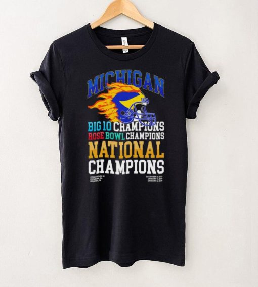 Michigan Wolverines big 10 champions rose bowl champions national champions fire helmet hoodie, sweater, longsleeve, shirt v-neck, t-shirt