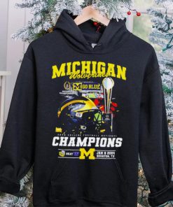 Michigan Wolverines go blue 2024 College football National Champions helmet logos shirt