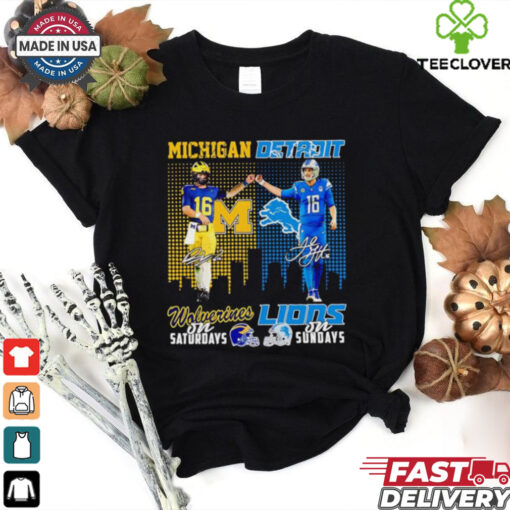 Michigan Wolverines on Saturdays Detroit Lions on Sundays Davis Warren and Jared Goff shirt