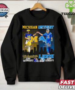 Michigan Wolverines on Saturdays Detroit Lions on Sundays Davis Warren and Jared Goff shirt