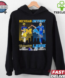 Michigan Wolverines on Saturdays Detroit Lions on Sundays Davis Warren and Jared Goff shirt
