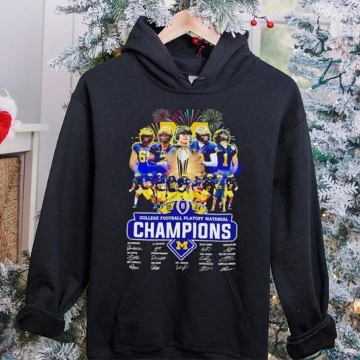 Michigan Wolverines team 2024 College Football Playoff National Champions signatures hoodie, sweater, longsleeve, shirt v-neck, t-shirt
