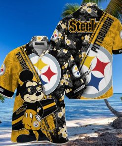 Mickey And Floral Pittsburgh Steelers NFL Summer Hawaiian Shirt