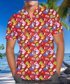 Mickey And Friends Christmas Stockings Pattern Disney Cartoon Graphics Full Printing Hawaiian Shirt – Red