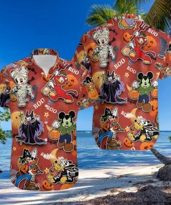 Mickey And Friends Halloween Villain Costume Disney Full Printing Hawaiian Shirt
