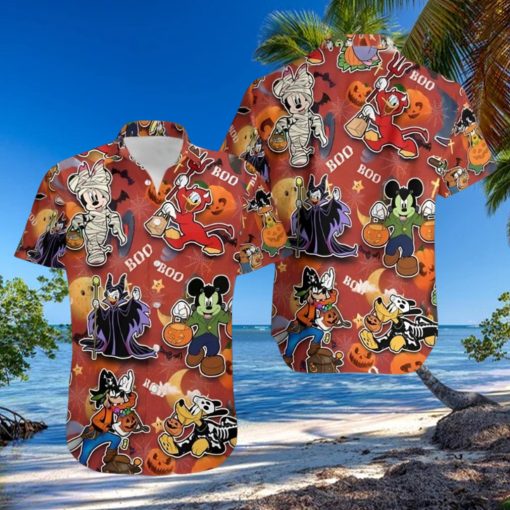 Mickey And Friends Halloween Villain Costume Disney Full Printing Hawaiian Shirt