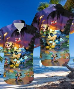 Mickey And Minnie Mouse Sunset Beach Disney Full Printing Hawaiian Shirt