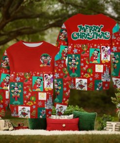 Mickey And Minnie Pattern Xmas Red Christmas Disney Cartoon Sweaters Matching Christmas Shirt For Family