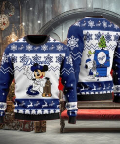 Mickey And Snoopy Dodgers Champions Ugly Christmas Sweater