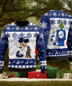 Mickey And Snoopy Dodgers Champions Ugly Christmas Sweater