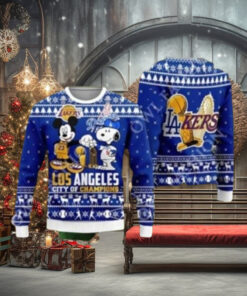 Mickey And Snoopy LA City of Champions Ugly Sweater