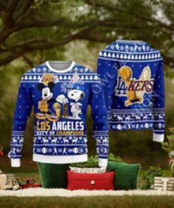 Mickey And Snoopy LA City of Champions Ugly Sweater