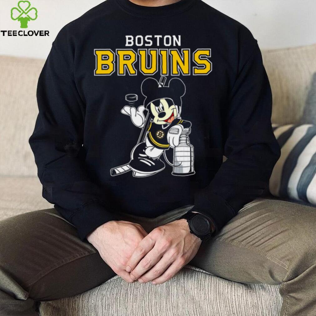 Original mickey Boston Bruins With The Stanley Cup Hockey NHL T