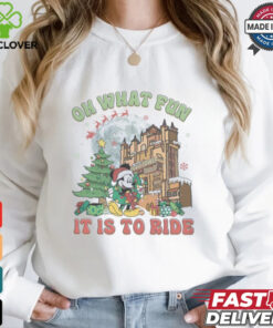 Mickey Christmas Hollywood Tower Oh What Fun It Is To Ride Shirt