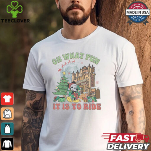 Mickey Christmas Hollywood Tower Oh What Fun It Is To Ride Shirt