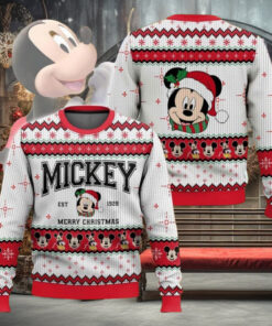Mickey Christmas Ugly Sweater, Disney Holiday Sweater, Mickey Mouse Santa Hat Adult Kid Shirt, Movie Christmas Sweatshirt, Xmas Gift