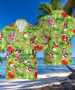 Mickey Friends Hawaiian Christmas Santa Claus Green Disney Hawaii Shirt