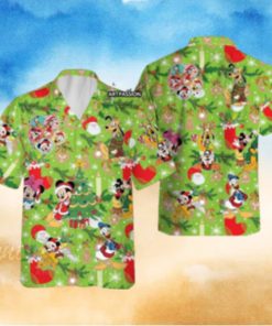 Mickey Friends Hawaiian Christmas Santa Claus Green Disney Hawaii Shirt