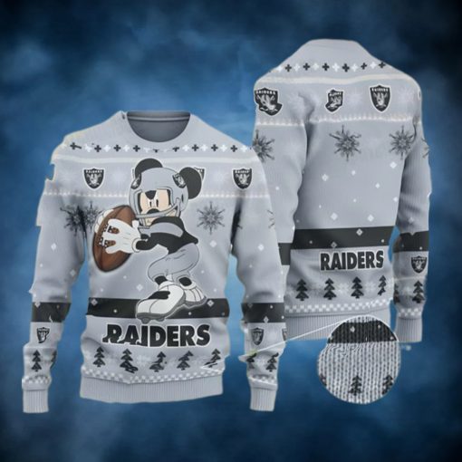 Mickey Funny Las Vegas Raiders Ugly Christmas Sweater Gift For Disney Fan