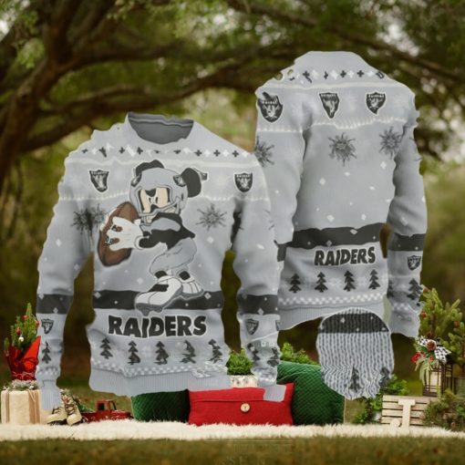 Mickey Funny Las Vegas Raiders Ugly Christmas Sweater Gift For Disney Fan